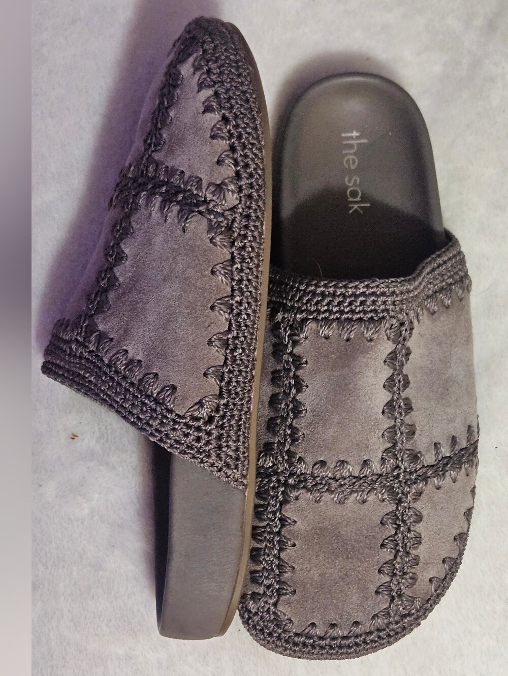 The Sak Bolinas Mushroom Suede Clogs Slip-On Mules with Crochet Stitching Size 8 - Picture 5 of 8